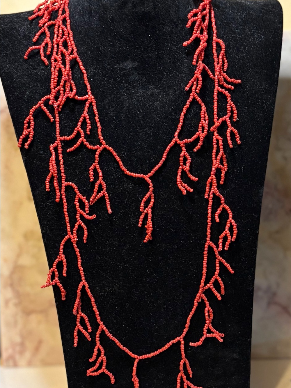 Red Beaded Coral Design Necklace - Women Jewelry